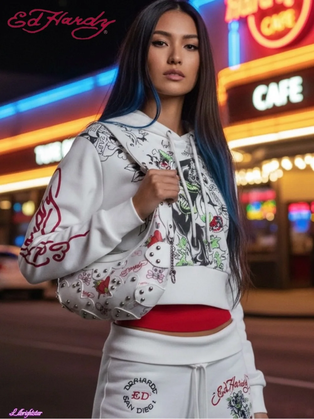 🆕☠️ Ed Hardy Dalinda Archival Studded Hobo Shoulder Bag NWT🥀